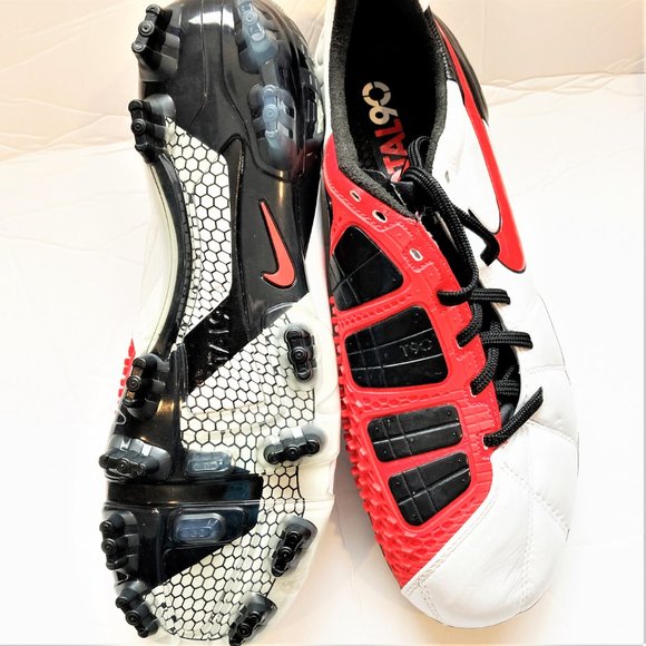 NWT Nike Soccer shoes Cleats Men 7.5 Total C-90 Laser III White Red 385426 main image 5